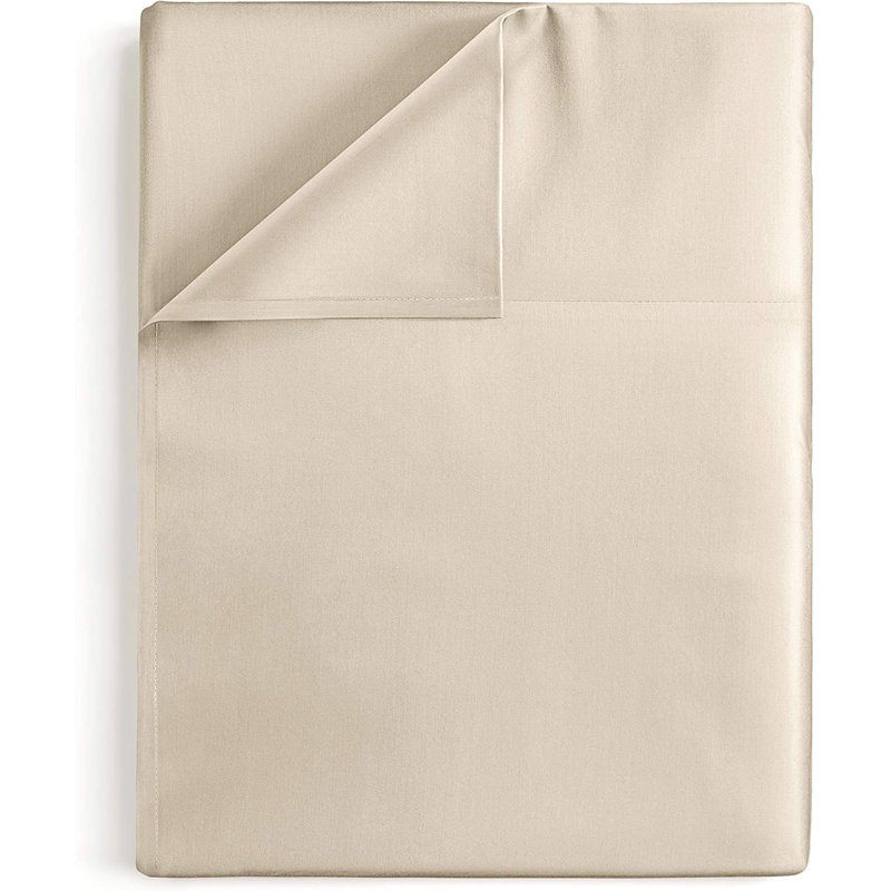 Drap plat doux - Drap de dessus rafraîchissant, respirant et infroissable, Crème, Très grand californien