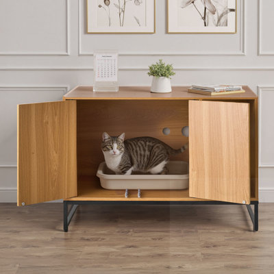 Cat Litter Box Enclosure With Scratch Pad & Storage