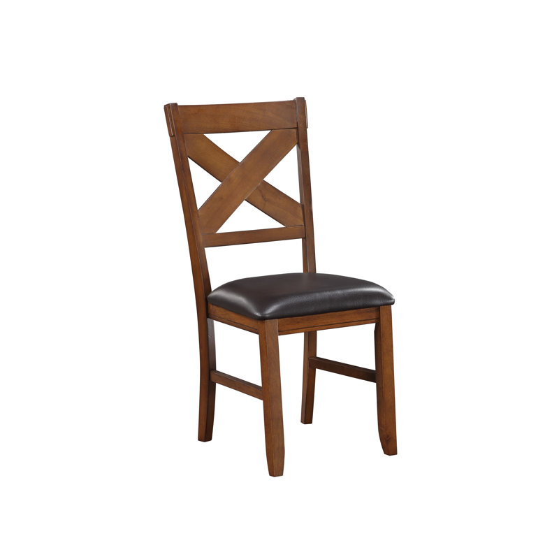 Chaise en bois massif à dossier croisé en espresso / noyer Liebwin