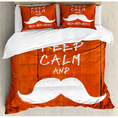 Ambesonne New Year Duvet Cover Set, Keep Calm Humor Words, Calking, Vermilion White -  nev_20300_calking