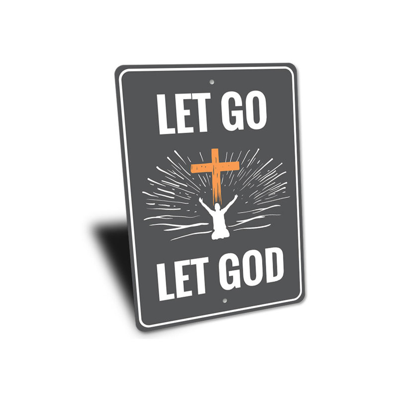 Panneaux religieux en aluminium «Let God», H 14 po x l 10 po x P 0,04 po