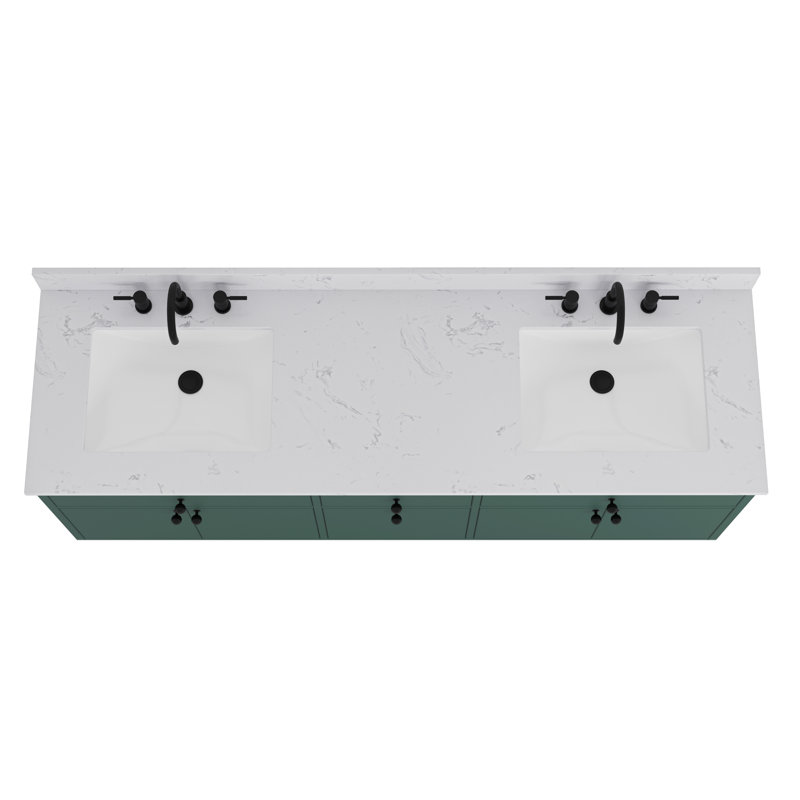 Latitude Run Bova 72 in. Double Bathroom Vanity with Engineered Stone Top, Green