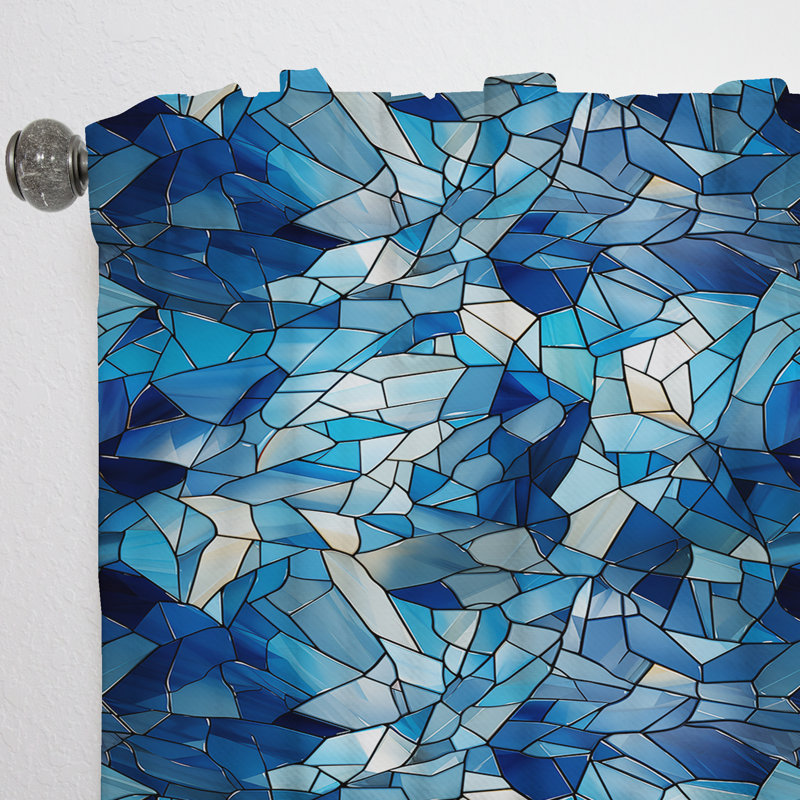 Verre bleu cobalt profond symétrique I - Rideau abstrait - Rideau géométrique obscurcissant - 1 panneau, L 52 po x L 63 po