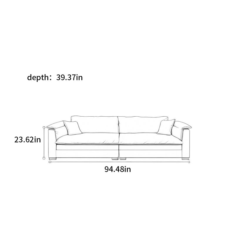 Canapé simple et moderne en tissu, 3, H 23,62 po x l 94,48 po x P 39,37 po