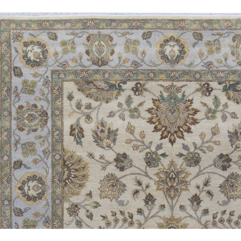 Tapis doré et beige noué à la main de haute qualité