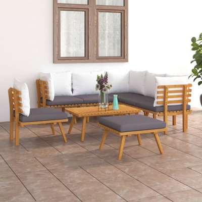 Ensemble de salon de jardin extérieur gris foncé et blanc