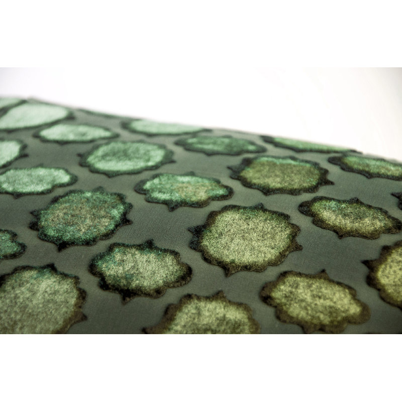 Mod Fretwork Velvet Square Pillow Cover & Insert, 18" x 18", Evergreen