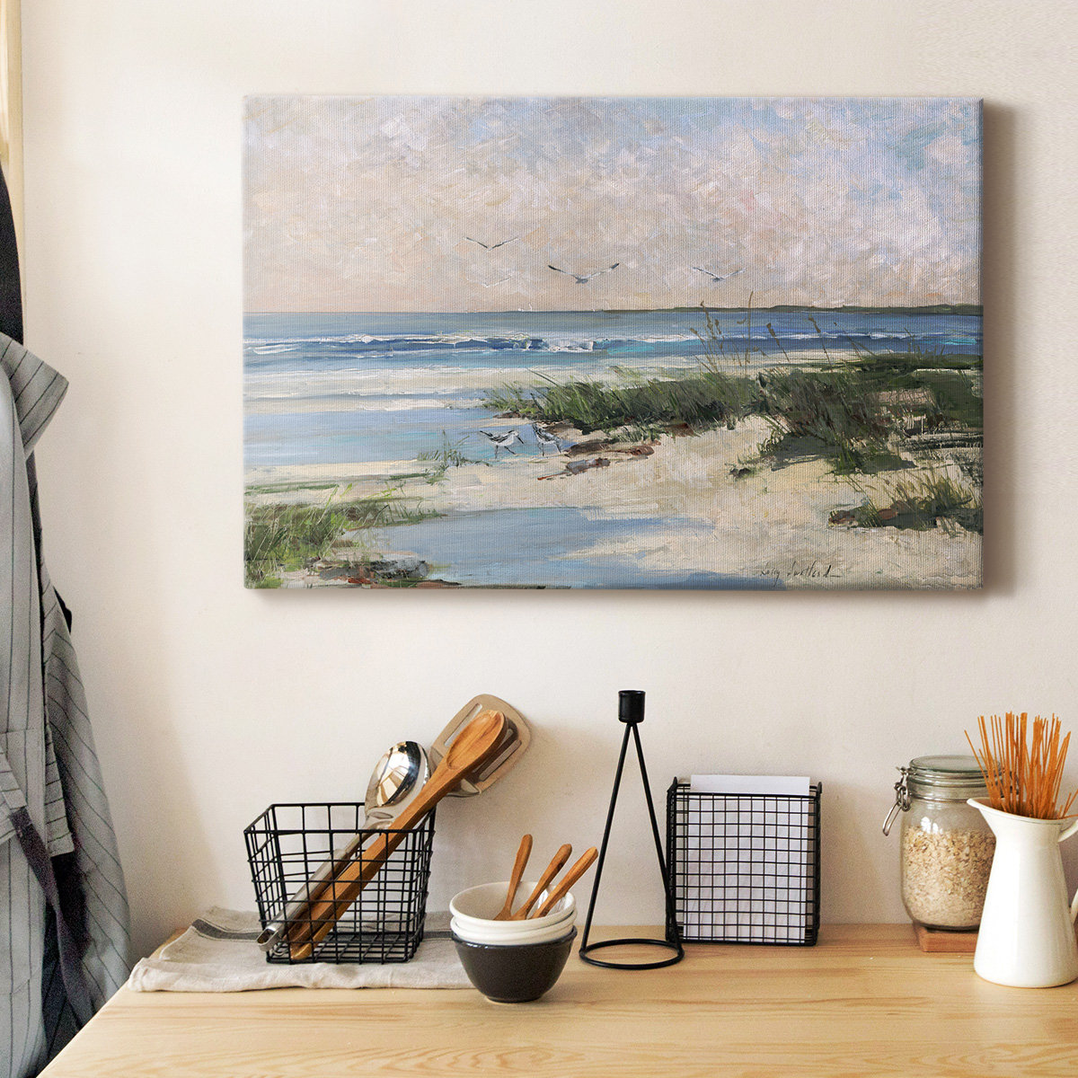 Highland Dunes Soft Morning Sea Premium Gallery Wrapped Canvas - Ready ...