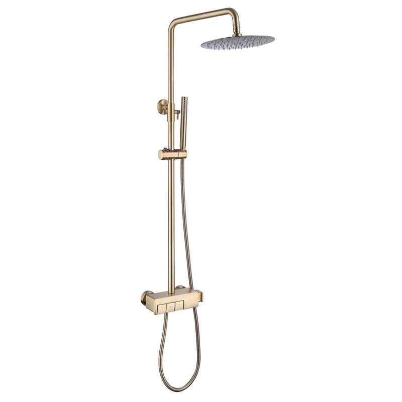 Système de douche avec valve brute, Or brossé