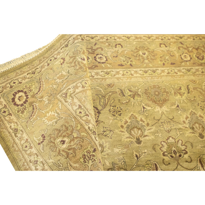 Hand Knotted Wool Area Rug in Gold