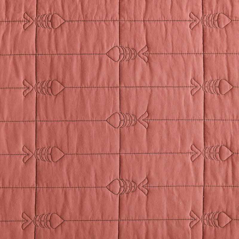 Gray and Orange Reversible Cotton Full Quilt Set