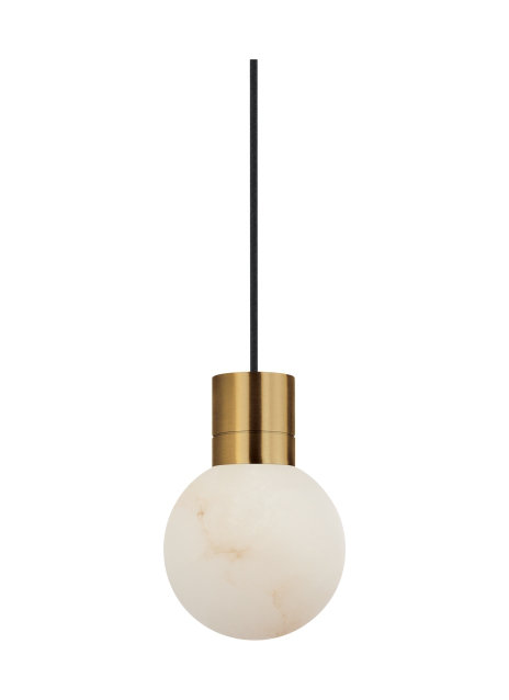 Mina 1 - Light LED Pendant, Hand-Rubbed Antique Brass