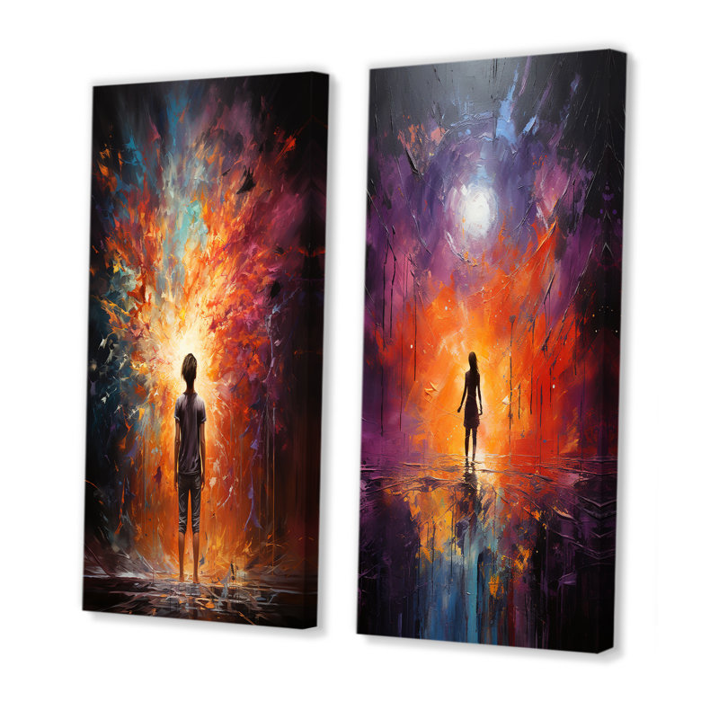 Médiation transcendantale - Portraits abstraits sur toile, ensemble de 2, H 28 po x l 25 po, Toile tendue