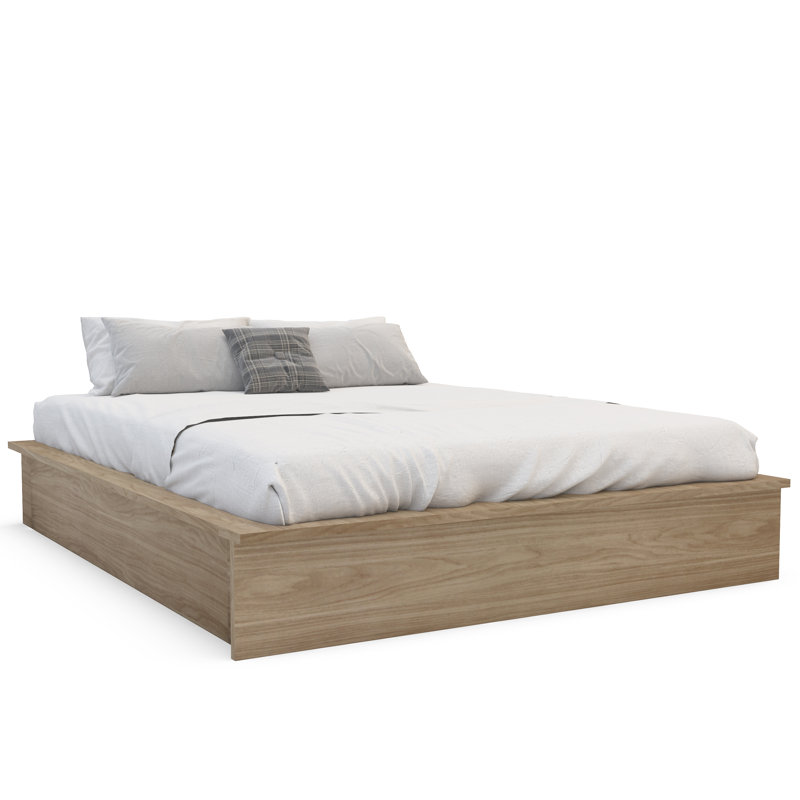 Gracie Oaks Cannella Queen Bed Frame, Light Oak | Wayfair