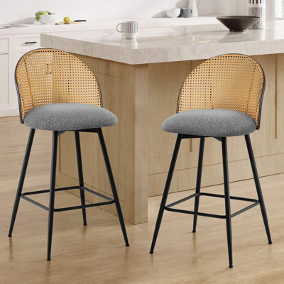66 cm H Swivel Upholstered Bar Stool & Counter Stool with Metal Legs (set of 2 & set of 4)