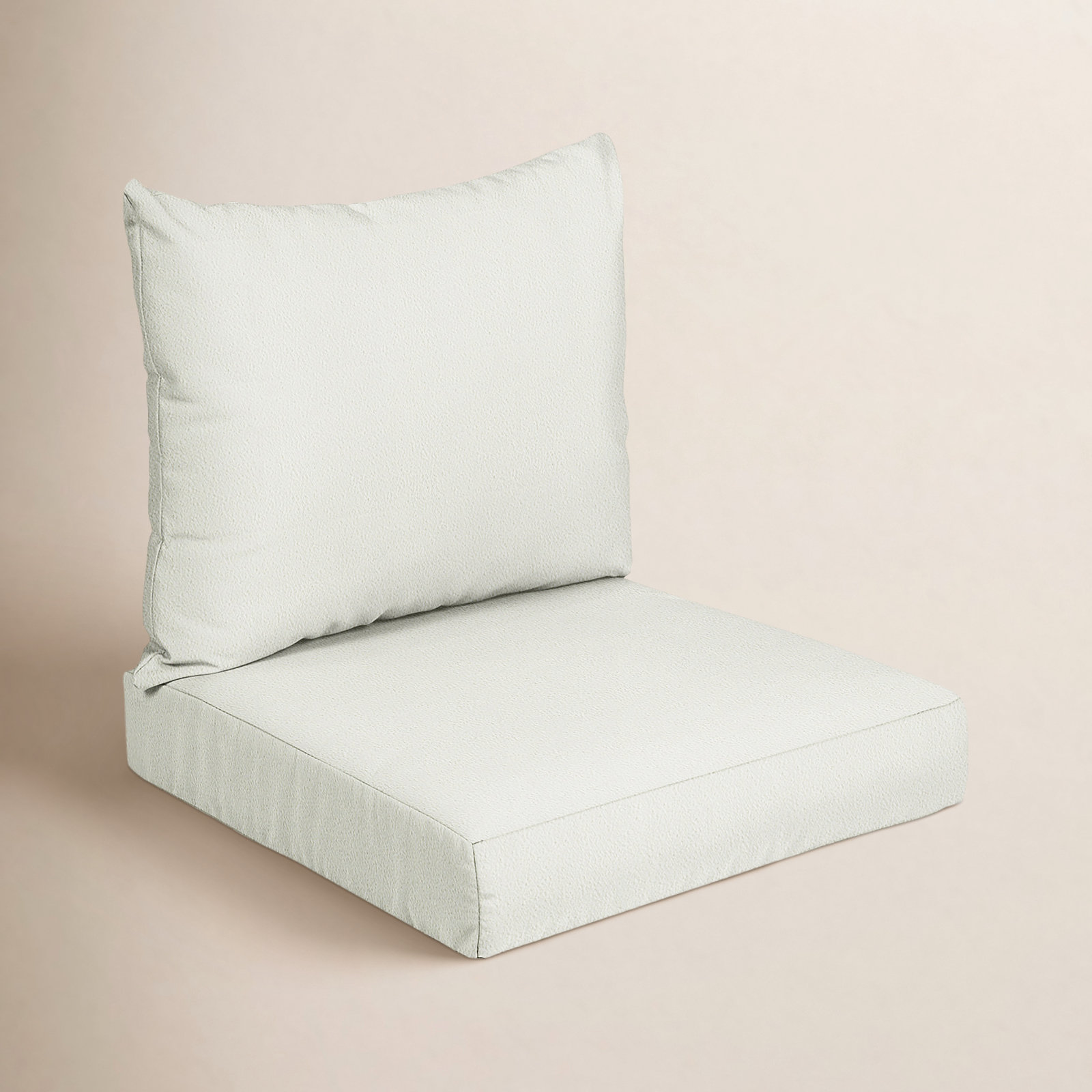  Indoor/Outdoor Seat/Back Cushion, White, 23 in W x 27 in D x 5 in H