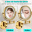 Miroir de maquillage grossissant à DEL 8 po - 12 po extensible, finition dorée, grossissement 1X / 3X, bouton rotatif à 360 °, imperméable, meuble-lavabo mural à raser prolongé, tour de degré or,-1506584490