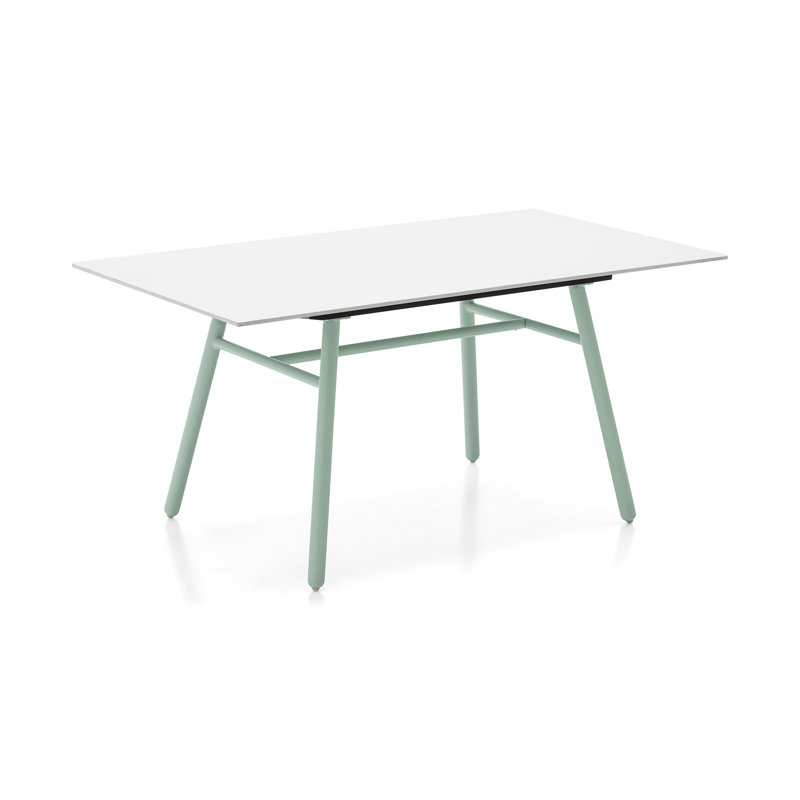 Yo! Table de salle à manger d'extérieur avec pieds en métal, Blanc ardoise, Vert thym mat