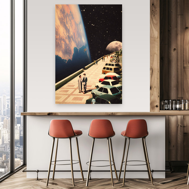 Space Promenade, art contemporain coloré, paysage moderne contemporain, 60" H x 40" W