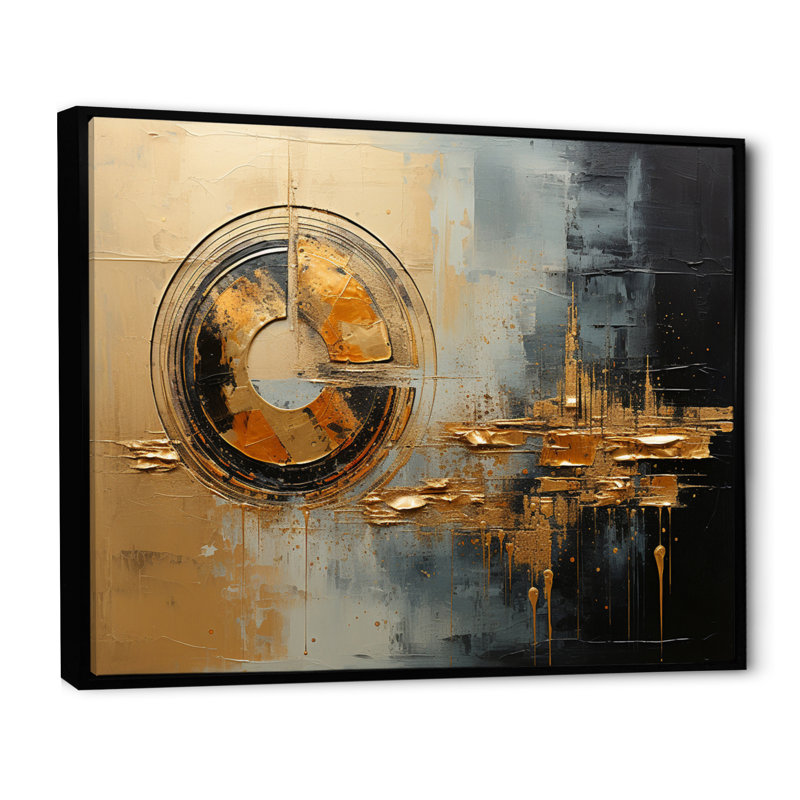 Golden Gleam IV sur impression sur toile, H 30 po x l 40 po x P 1,5 po, Cadre flottant noir