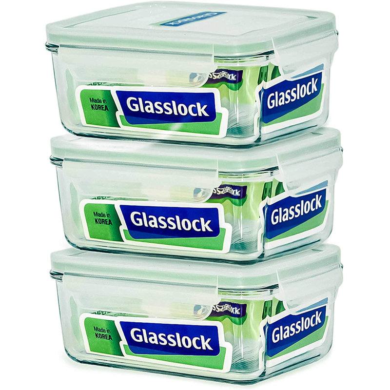 Glass Food Storage - Set of 3 Containers and 3 Lids