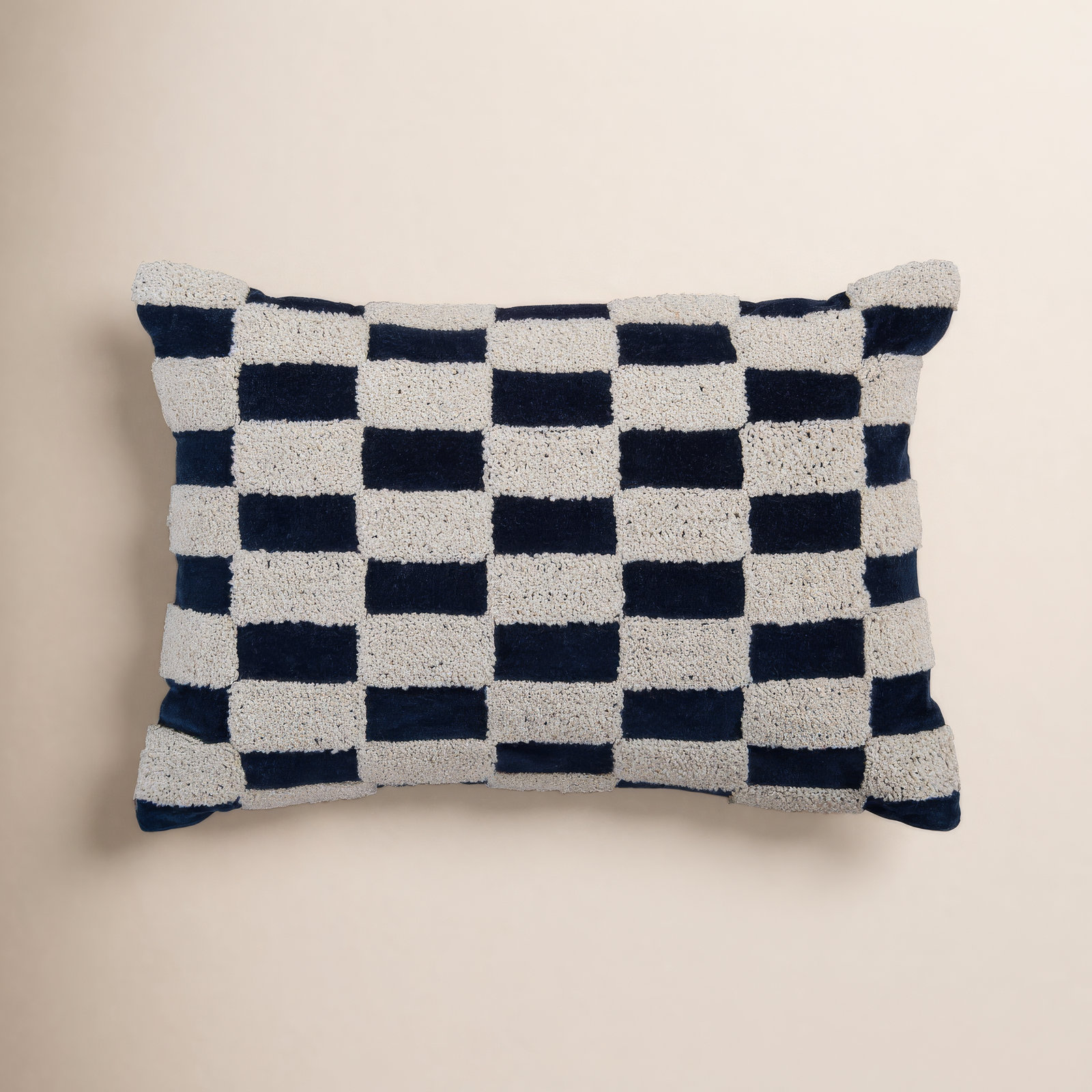 20" x 14" Cotton Throw Pillow, Polyester, Blue/Natural