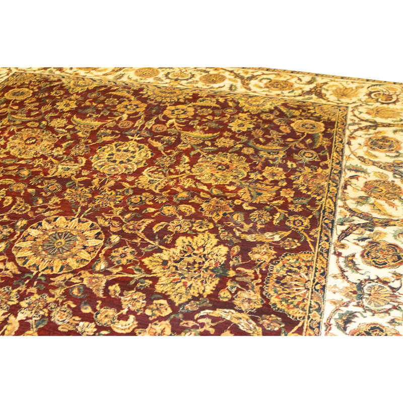 Tapis rouge et crème noué à la main de haute qualité