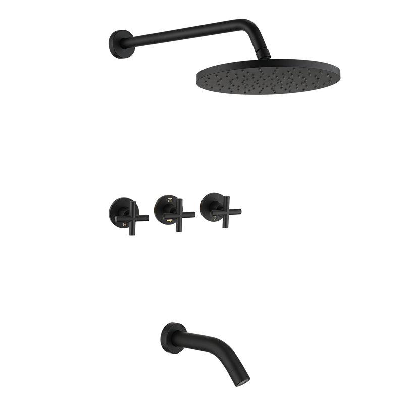 Robinet de baignoire et de douche avec valve brute, Noir mat