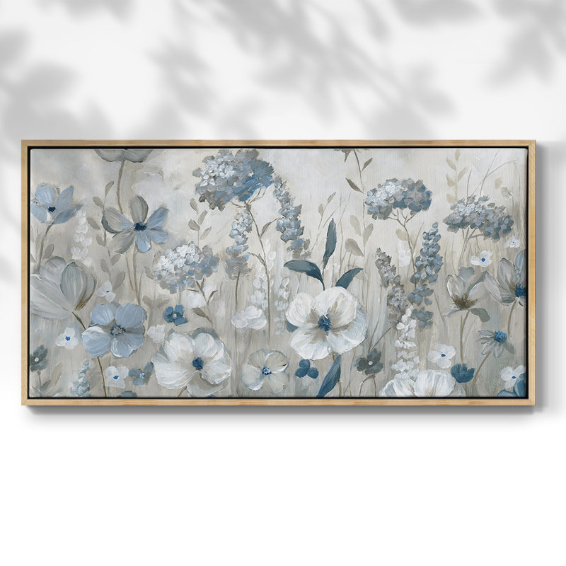 «Cool Blue Field», toile tendue avec châssis encadré, prête à être accrochée, Naturel, H 17 po x l 33 po