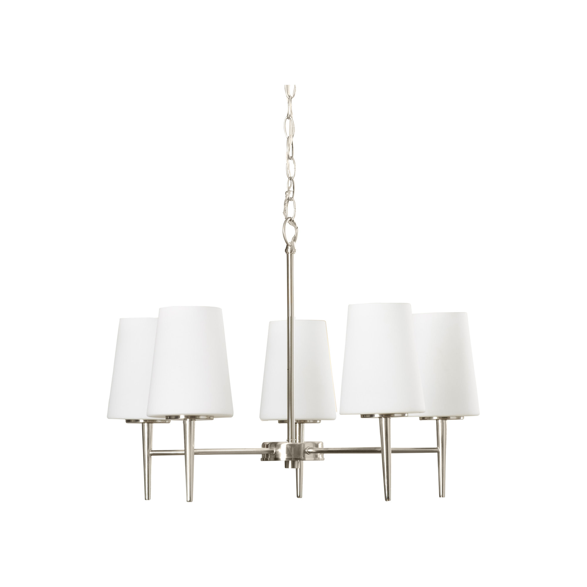 Erlandson 5 - Light Steel Dimmable Chandelier, Brushed Nickel, 100 Watt A19 Medium, 17.5" H x 25.25" W x 25.25" D