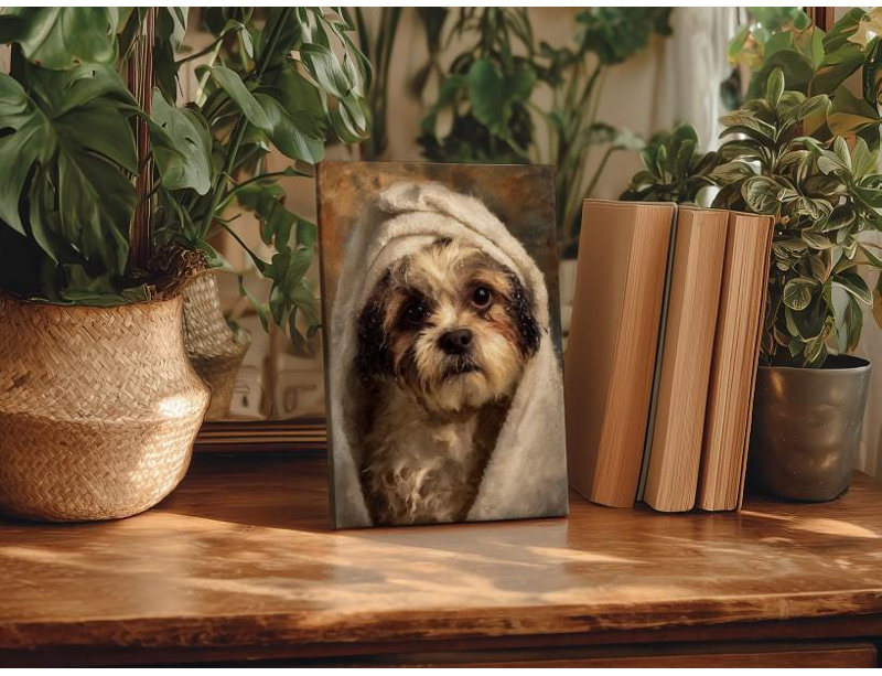 Art rétro sur toile Shih Tzu, H 36 po x l 24 po