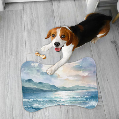 Tapis vibrant en forme d'os 1 pièce Vibrant Ocean Watercolors