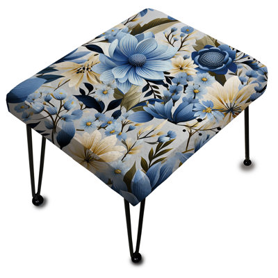 Motif floral Blue Meadow - Repose-pieds rectangulaire floral