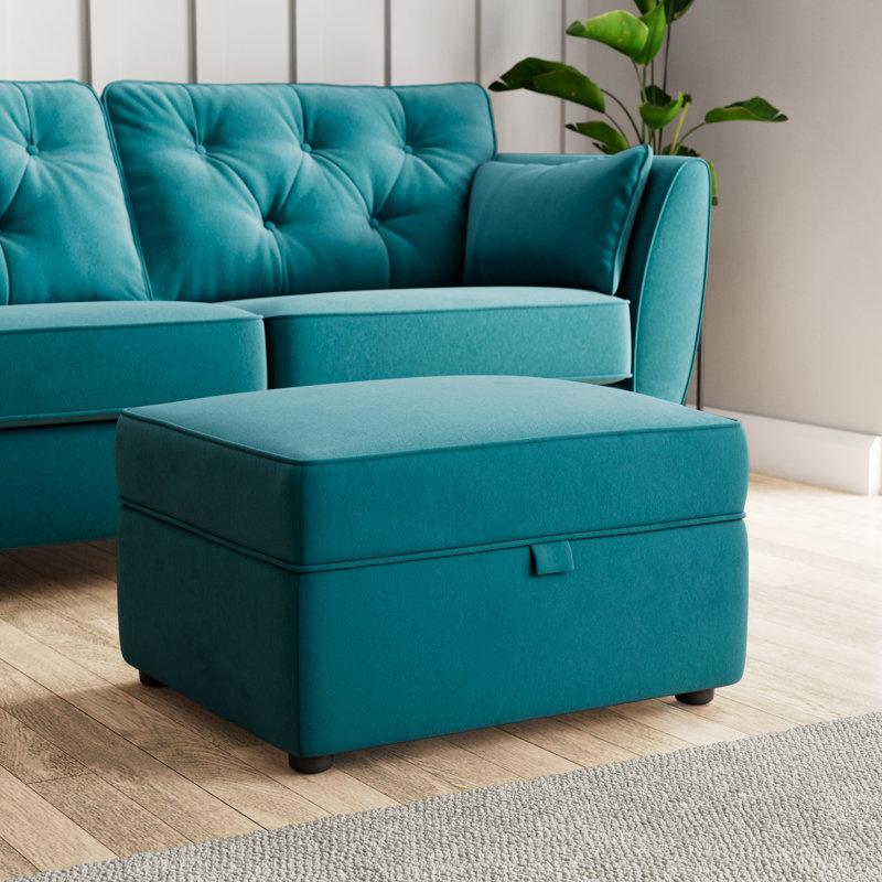 Birjesh 63cm Wide Rectangle Solid Colour Footstool Ottoman with Storage, Mallard