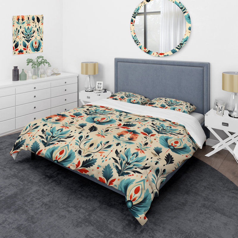 Ensemble de housse de couette Ikat - sarcelle et beige Ikat Mosaic Fusion, Housse de couette pour très grand lit et 2 très