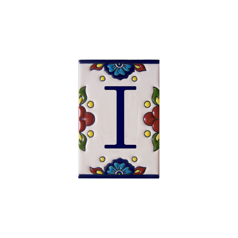TalaMex Mexican Talavera Mission Tile House Letter I