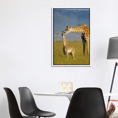 Masai Giraffe Mother And Young, Kenya I by Tim Fitzharris - Floater Frame Gallery-Wrapped Canvas Giclée on Canvas