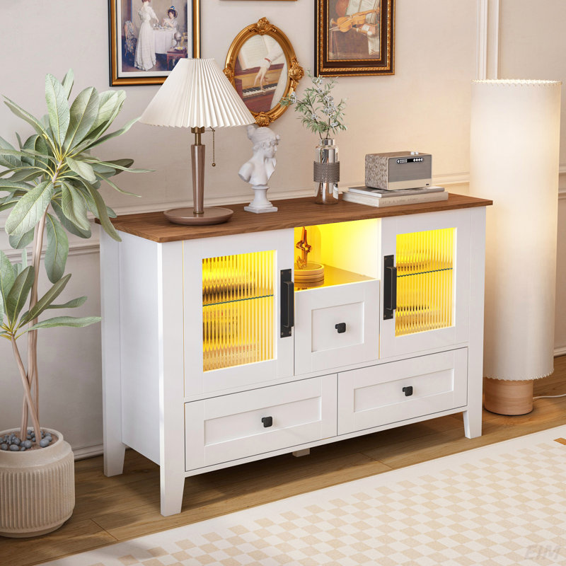 Armoire à tiroirs, armoire de bar, buffet, armoire de rangement, console de service de buffet, porte en verre Changhong, tablette en verre trempé, salle à manger, salon, couloir de cuisine (armoire)