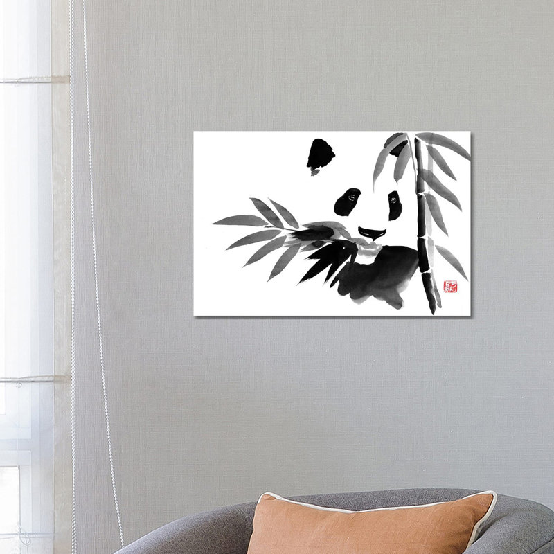Eating Bamboo by Péchane - Print on Canvas, 66.04 cm H x 45.72 cm W x 1.91 cm D, Wrapped Canvas