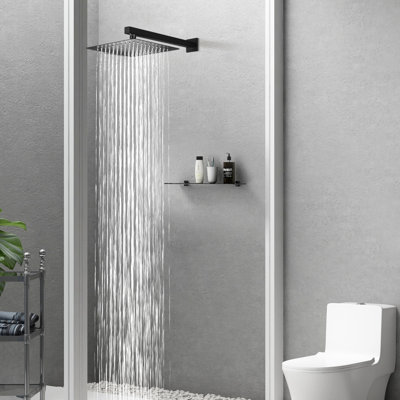 Pomme de douche de luxe 10 po avec bras de douche, fixation murale, acier inoxydable (sans valve de douche)