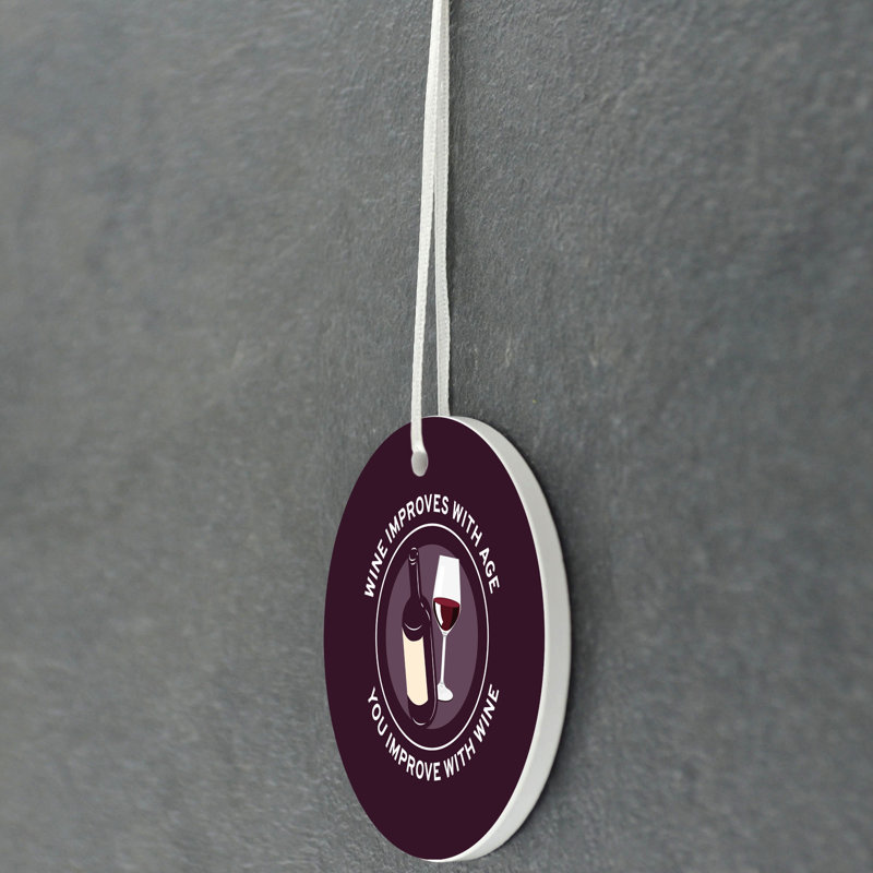 Carley Improve With Wine Circle Shaped Ceramic Ornament Bauble