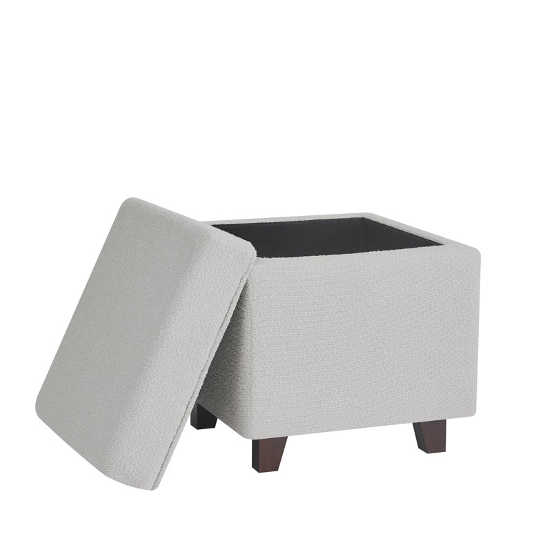 Pittston Cambridge Boucle Square Storage Ottoman, Grey