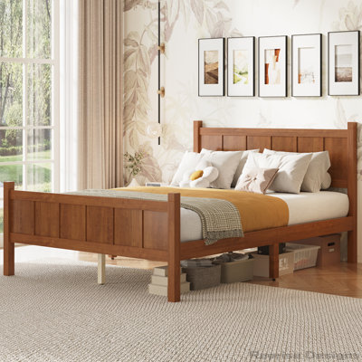 Full Size Flat Panel Bed with Shaker & Farmhouse Style