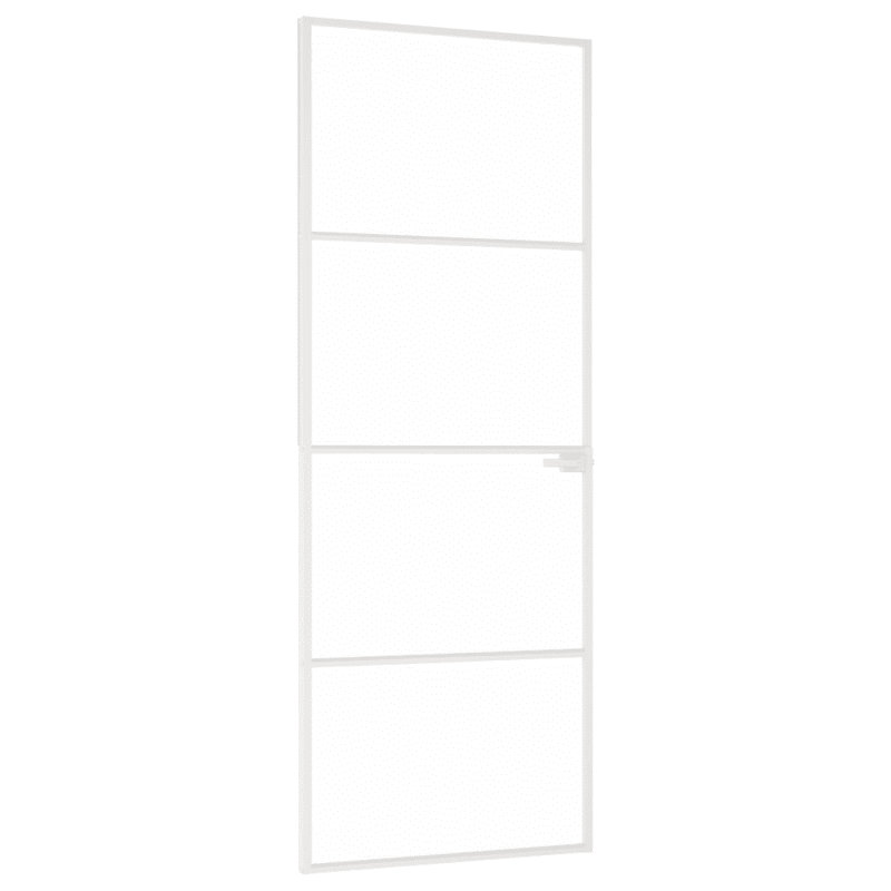 Ebern Designs Interior Door White 76X201.5 Cm Tempered Glass&Aluminium Slim, 201.5cm H x 76cm W