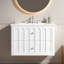 Meuble-lavabo mural simple flottant 30 po avec plateau en céramique et 2 tiroirs-358656655