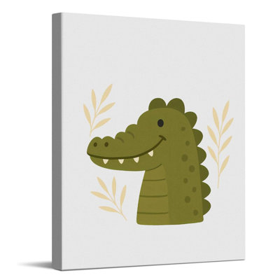 Cute Green Crocodile Illustration Art Print, Safari Nursery Canvas Wall Art, Baby Animal Wall Decor For Baby Room Nursery, Gifts For Baby Boys And Girls, Wrapped Framed Nursery Poster 8X10 Inch