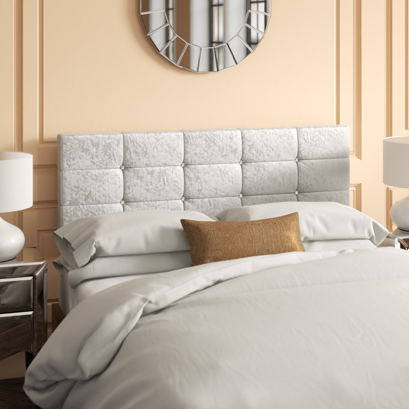 Dye Upholstered Velvet Headboard, White, Super King (6')