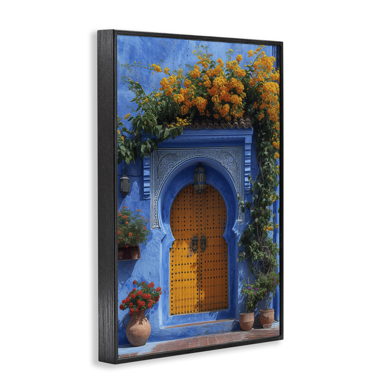 «Blue & Orange Architecture», estampe numérique encadrée par RB, H 18 po x l 12 po, Giclée encadrée noir minuit