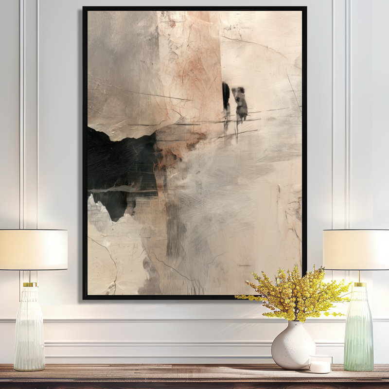 «Black and Grey Brushstroke», peinture abstraite, impression sur toile, collage mural abstrait noir, H 44 po x l 34 po, Noir