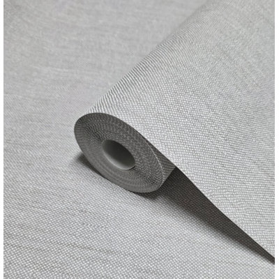 Plain Contemporary wallcoverings ash light gray Faux fabric Textured Wallpaper